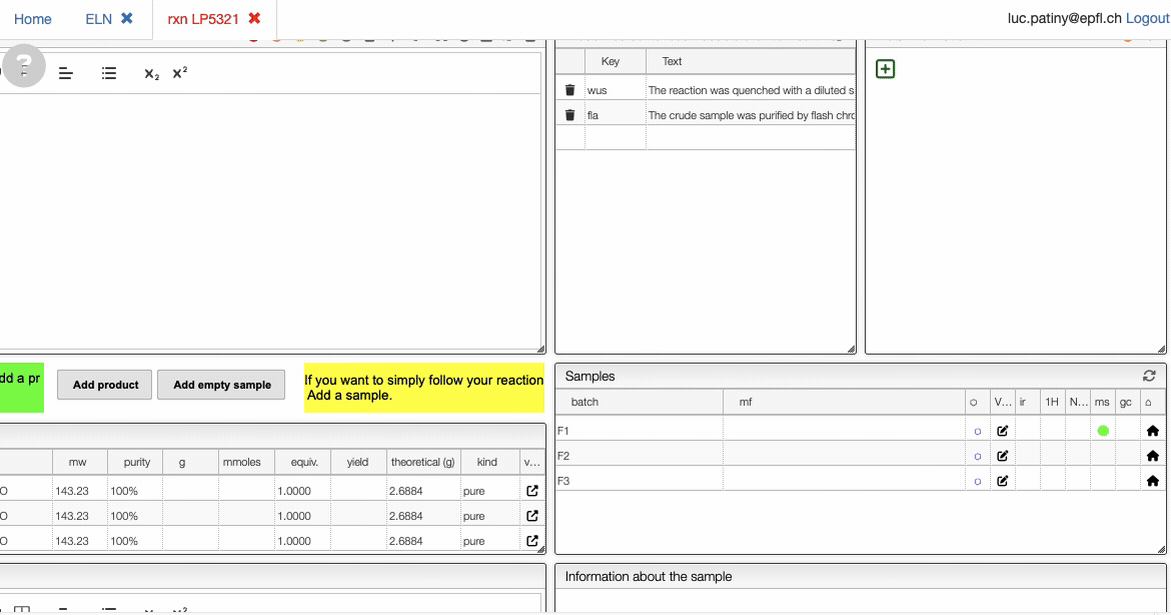 Set molfile and MF of sample